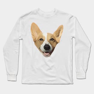 Cute Smiling Corgi Dog Head Design Long Sleeve T-Shirt